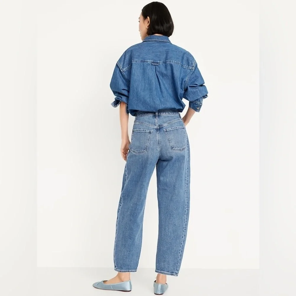 High Rise Barrel Leg Baggy Ankle Old Navy Jeans Size 20 Medium Wash - Picture 3 of 15